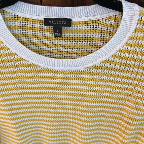 Talbots Yellow and White Striped Sweater/Size Small - Picture 2 of 4